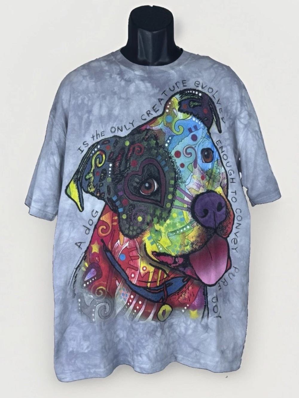 The Mountain Dean Russo Pitbull Shirt XL Pure Joy Dog Graphic Tee Tie Dye Gray